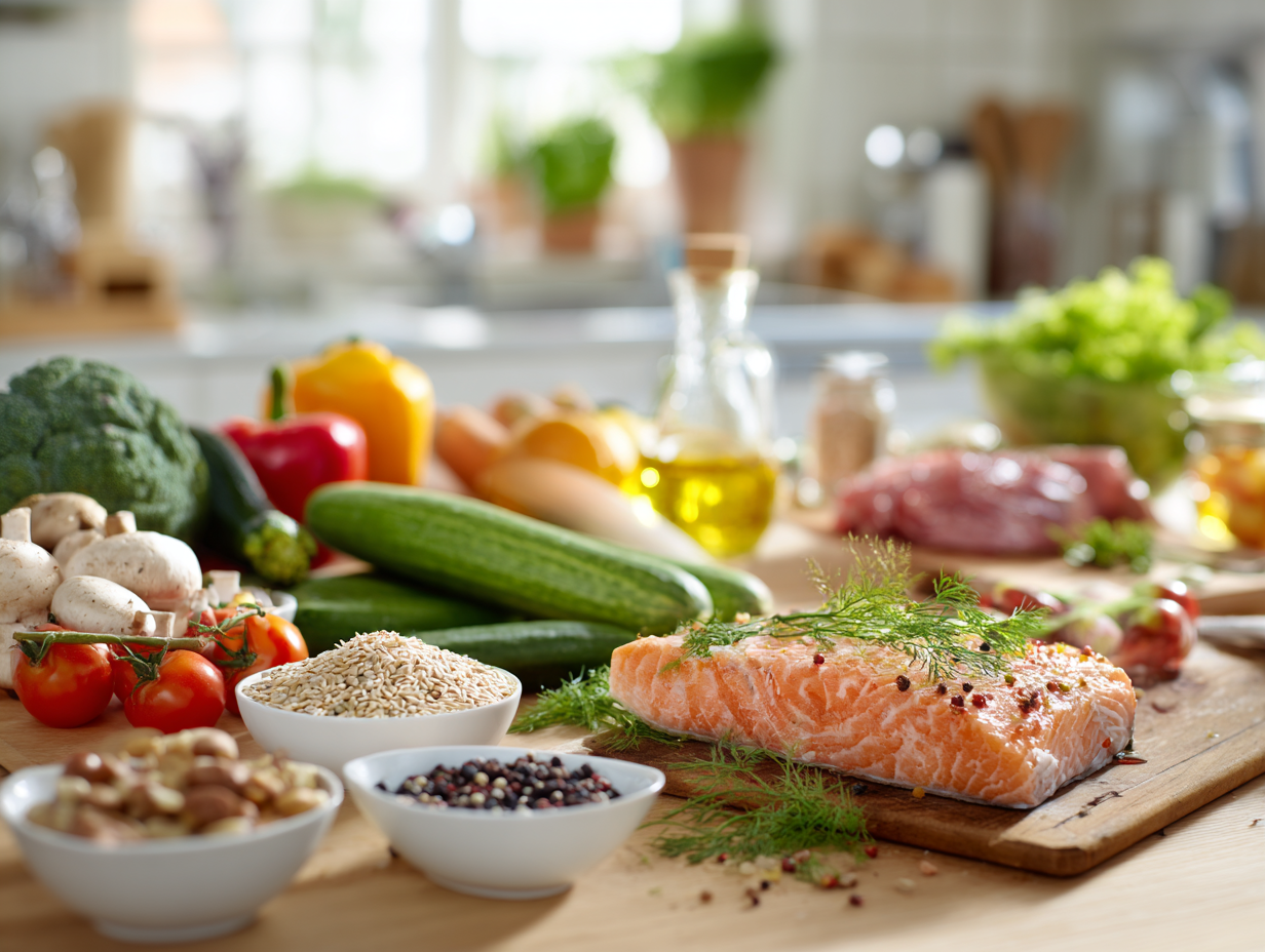 Здорова їжа та планування меню на кухонному столі